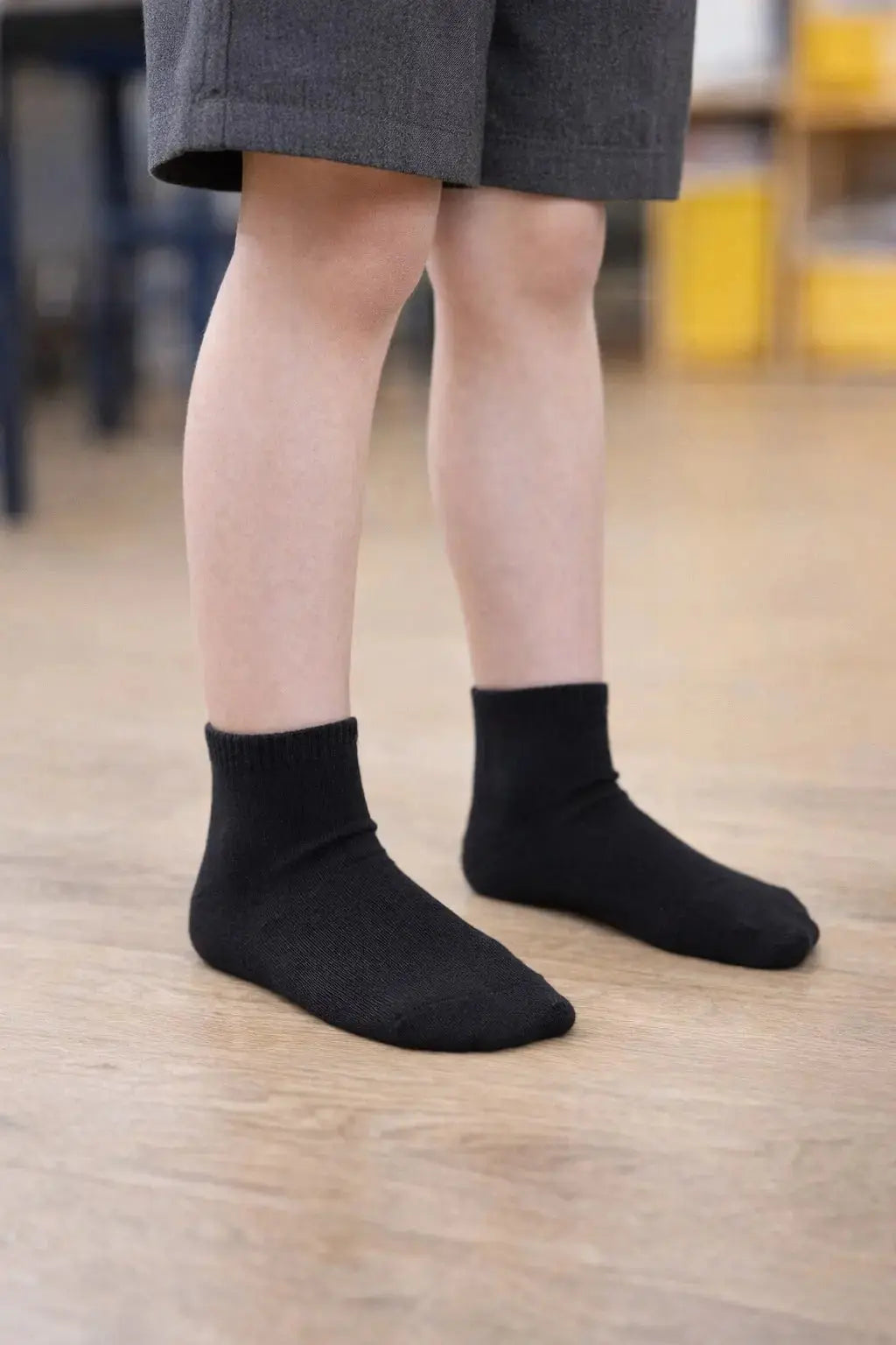 12 Pairs Black Premium Cotton School Ankle Socks model image