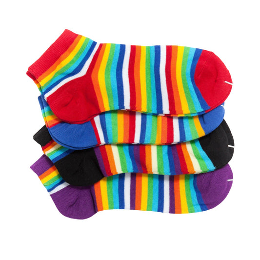 Rainbow Stripe 4 Pairs Ladies Womens Ankle Socks Sports Casual Cotton Socks 2-8