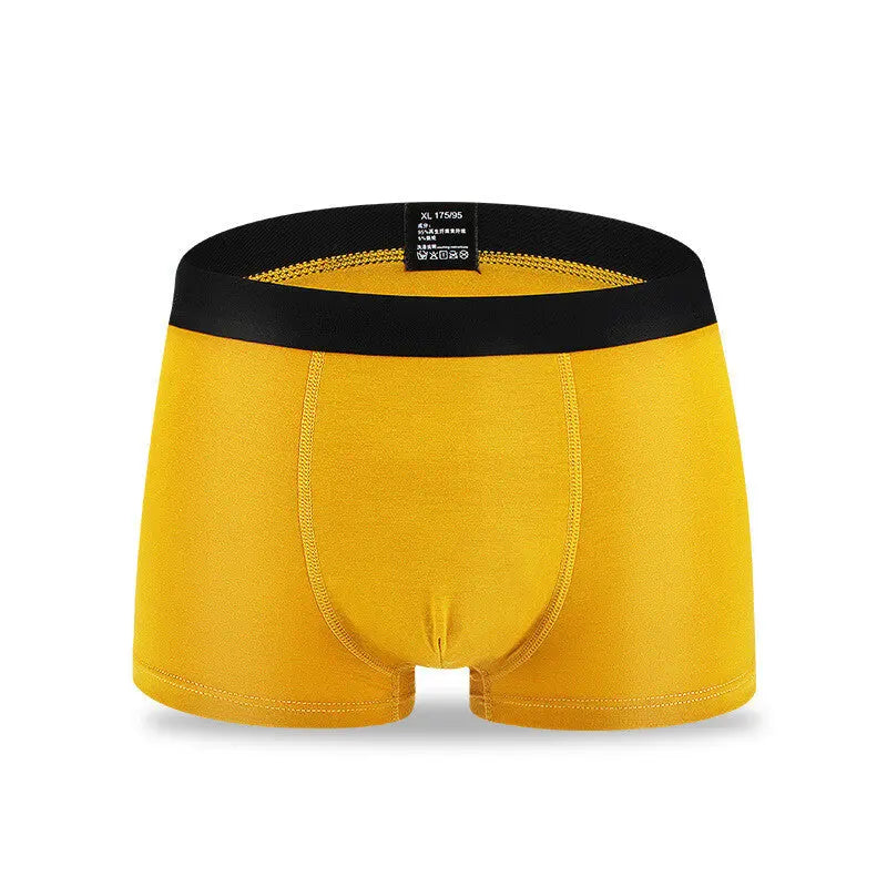Mens Modal Fiber Boxer 6 Pairs Men Trunk Black Blue Grey Red Yellow Underwear