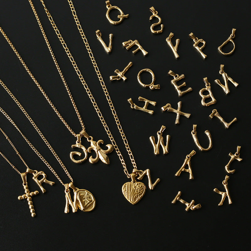 18ct Gold Plated Initial Letter A to Z Charm Pendant Words Necklace Gift