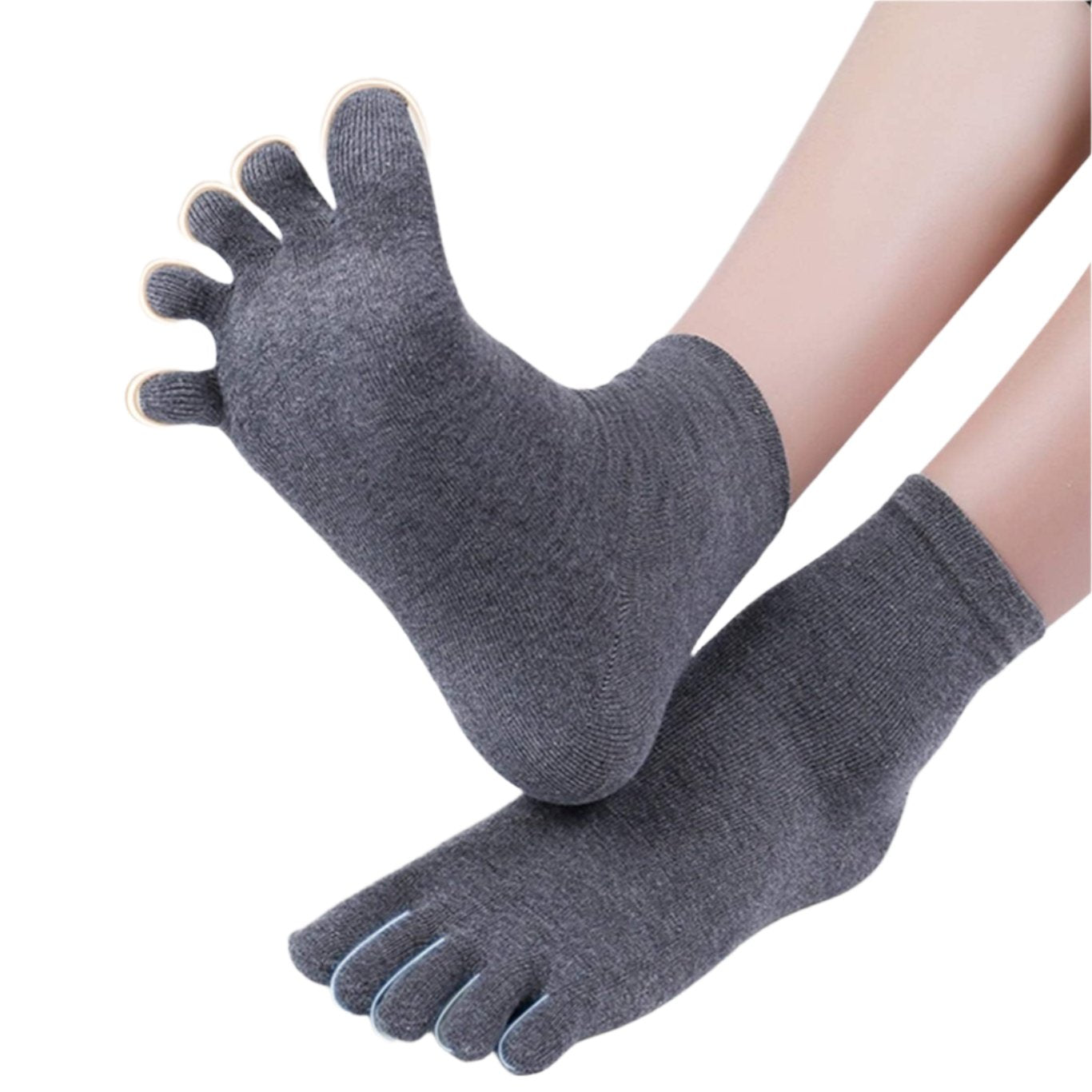 Men's Breathable Cotton Crew Athletic Sports Toe Socks