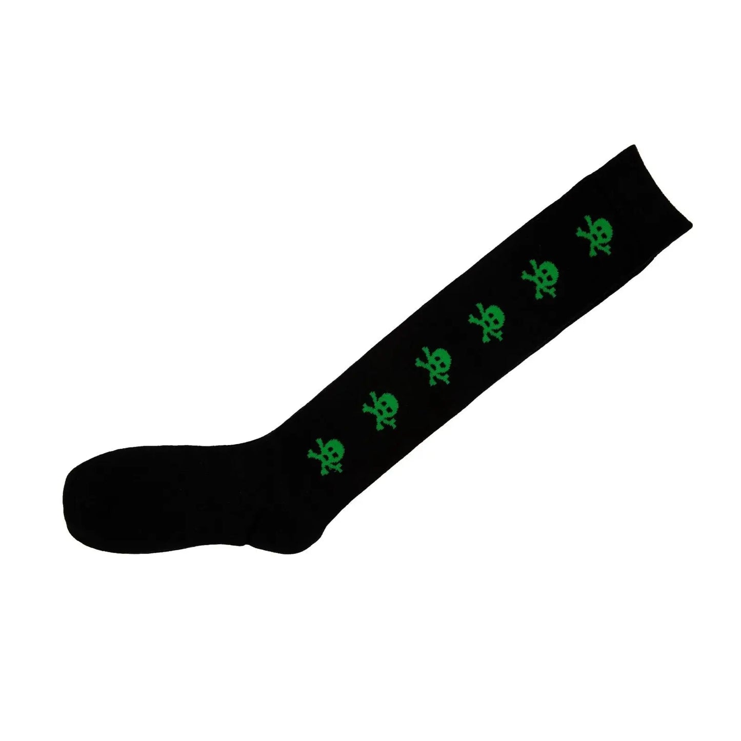 Green Skull Black Knee High Socks Ladies Long Womens Pantsnsox