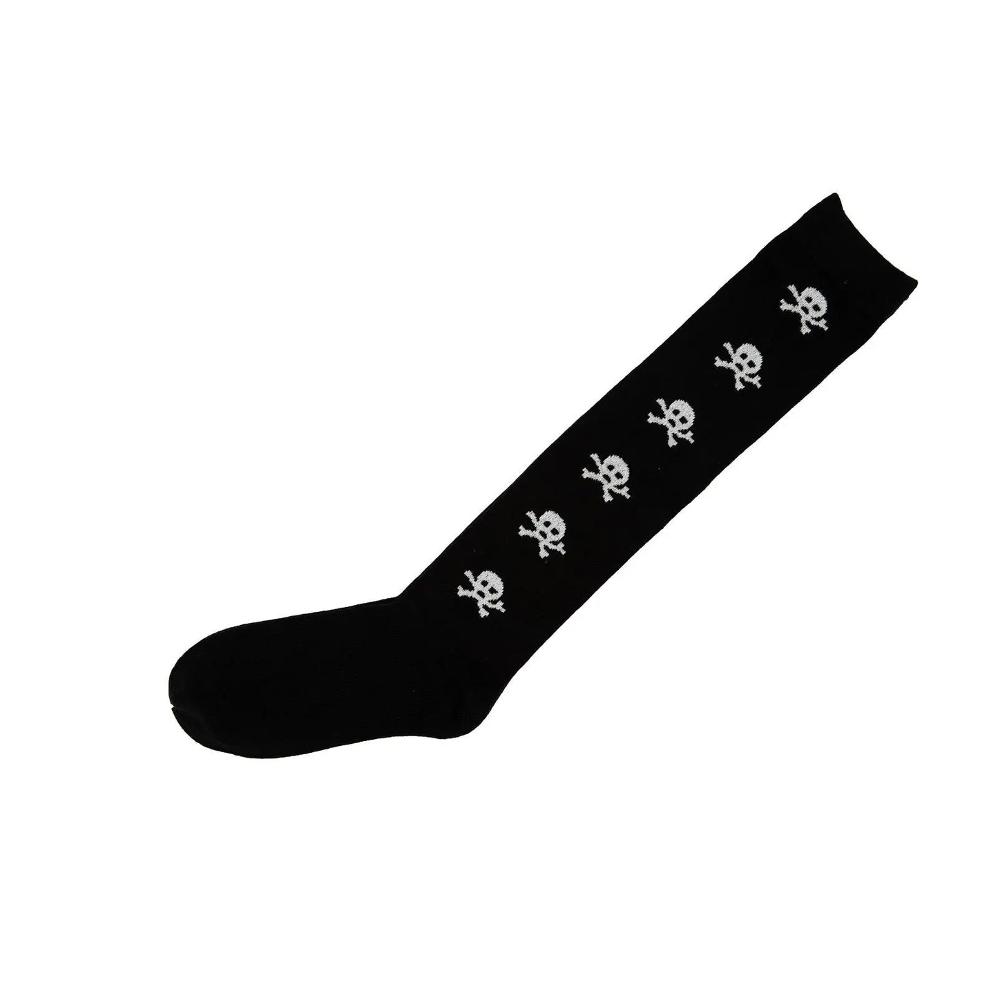 White Skull Black Knee High Socks Ladies Long Womens Pantsnsox