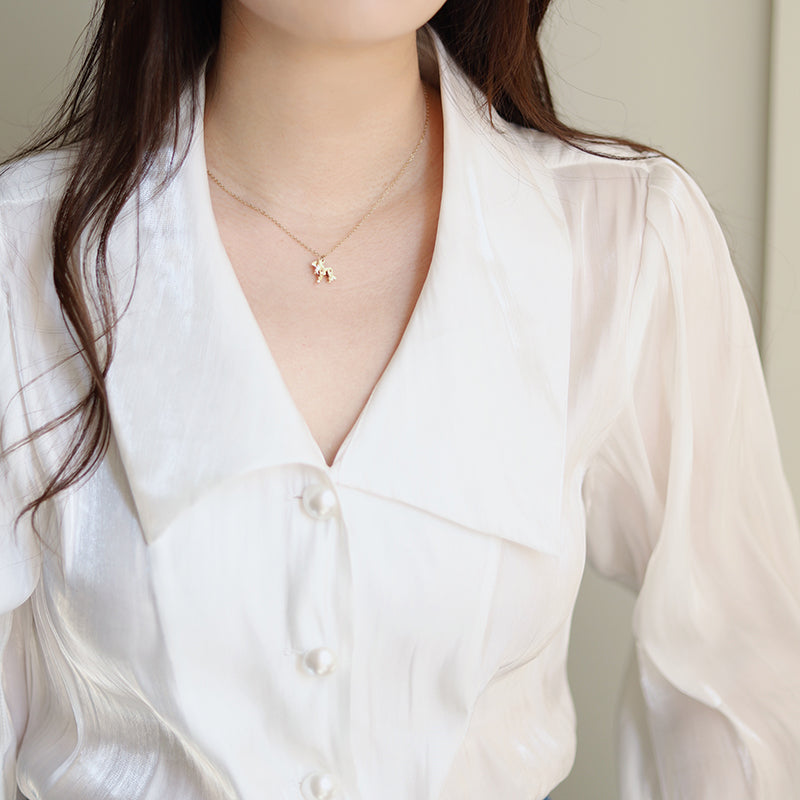 Charming Gold-Plated Block Lion Pendant Necklace