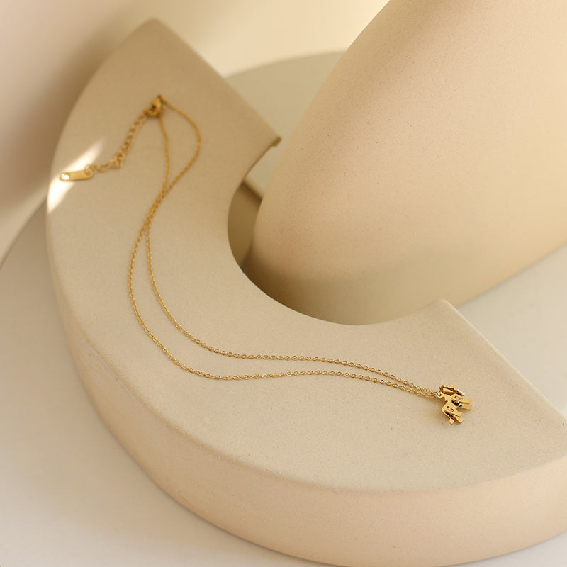 Charming Gold-Plated Block Lion Pendant Necklace
