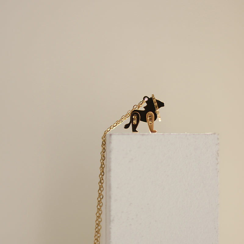 Charming Gold-Plated Block Lion Pendant Necklace