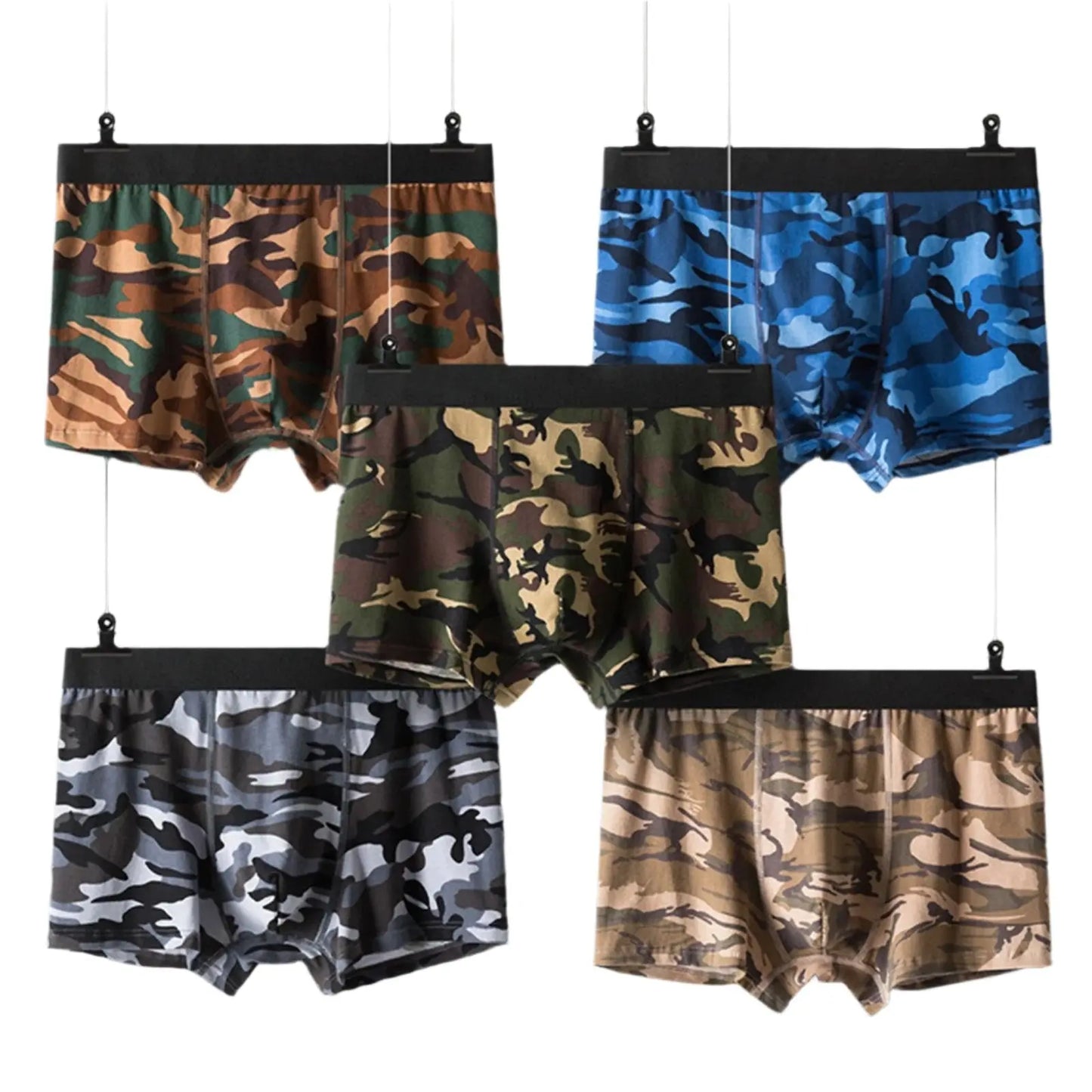 Mens 5 Pairs Camouflage breathable Underwear Mixed