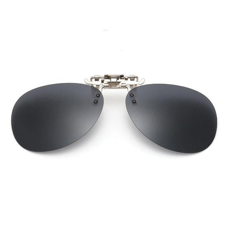 Oval Clip On Flip Up Sunglasses Lenses for Prescription Glasses - Sleek UV Protection Classic Style