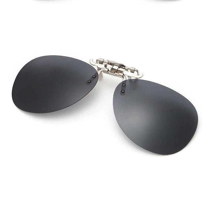 Oval Clip On Flip Up Sunglasses Lenses for Prescription Glasses - Sleek UV Protection Classic Style