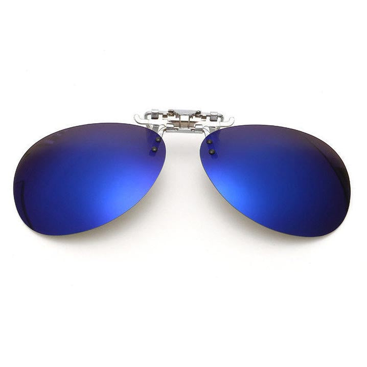 Oval Clip On Flip Up Sunglasses Lenses for Prescription Glasses - Sleek UV Protection Classic Style