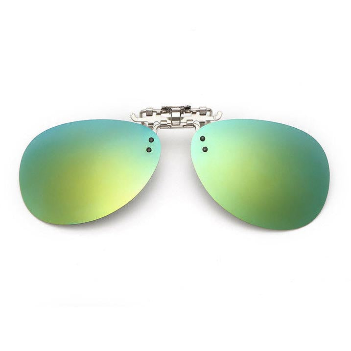 Oval Clip On Flip Up Sunglasses Lenses for Prescription Glasses - Sleek UV Protection Classic Style