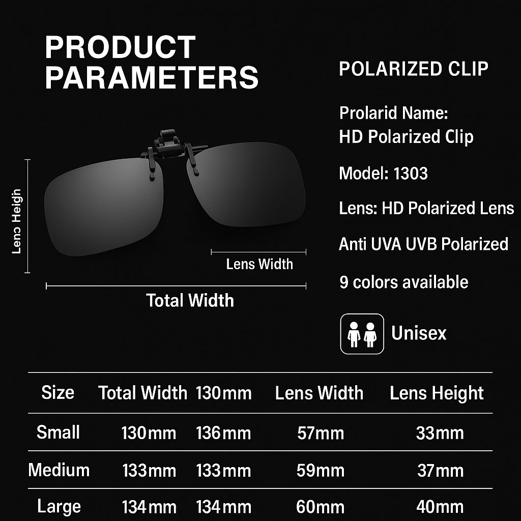 UV400 Polarized Flip-Up Clip-On Sunglasses - Universal Fit for Driving
