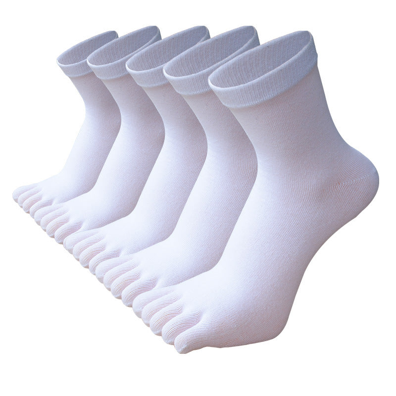 Men's Breathable Cotton Crew Athletic Sports Toe Socks