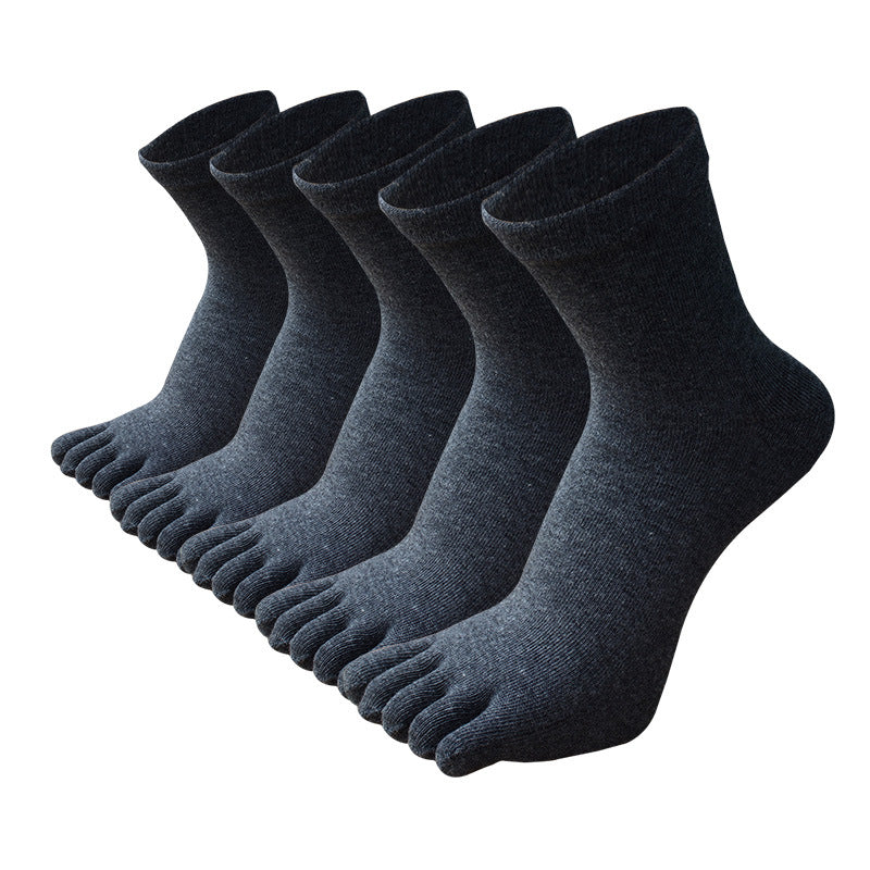 Men's Breathable Cotton Crew Athletic Sports Toe Socks