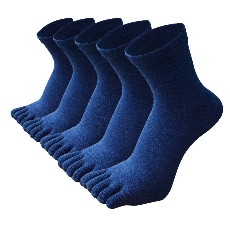 Men's Breathable Cotton Crew Athletic Sports Toe Socks