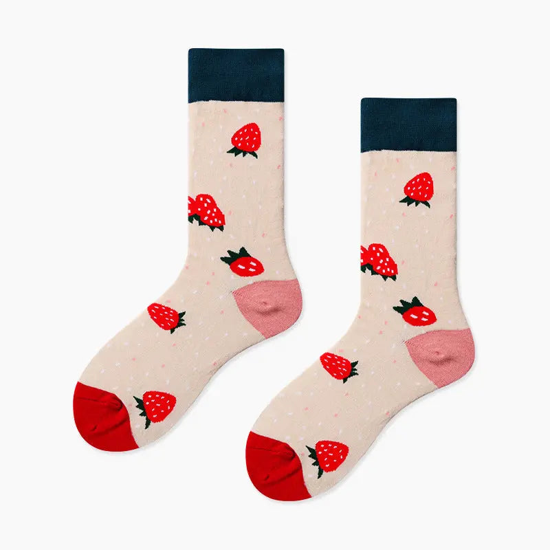 Womens Colourful Novelty Fruit Casual Cotton Crew Socks - Pantsnsox