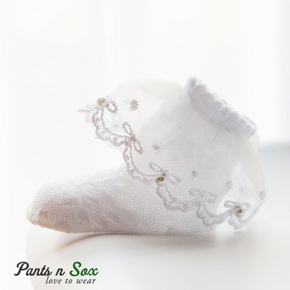 Lace Baby Girls Princess Ankle Socks - Pantsnsox