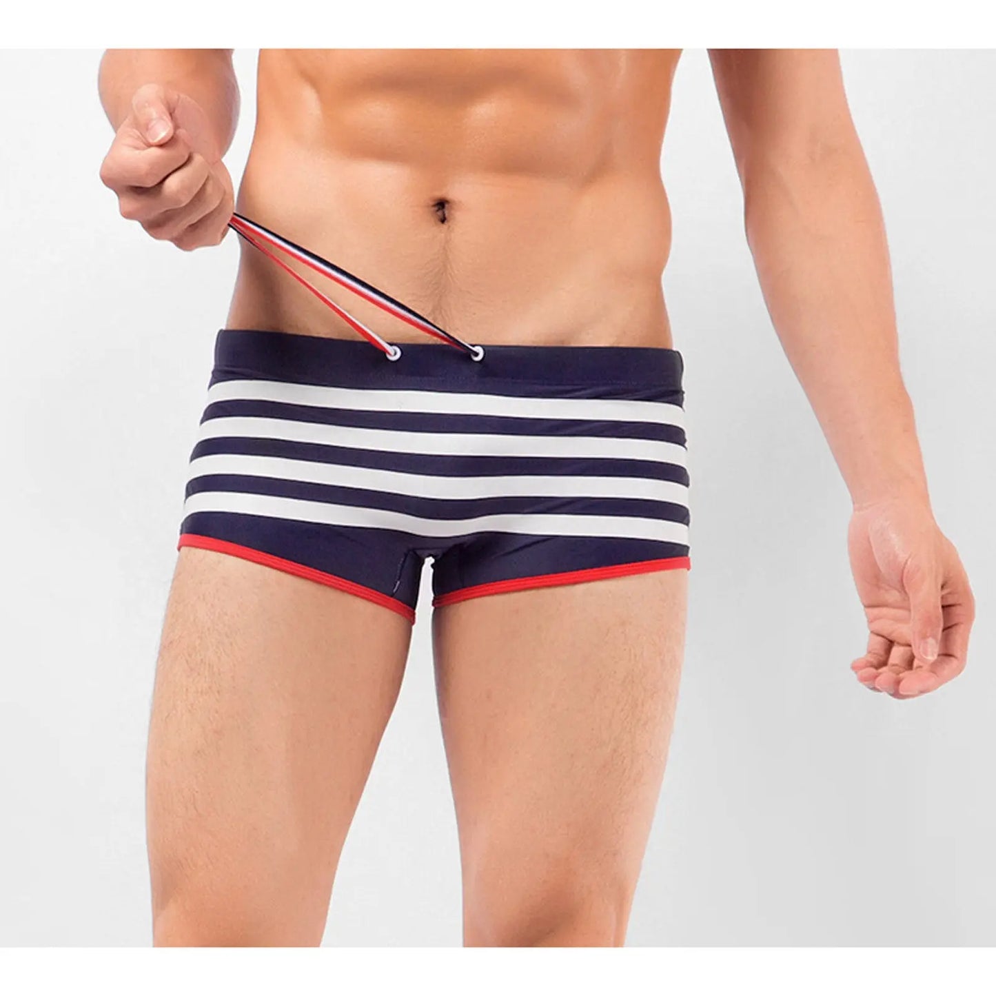 Mens Swimwear Fashion Navy White Stripe Beach Wear Pantsnsox