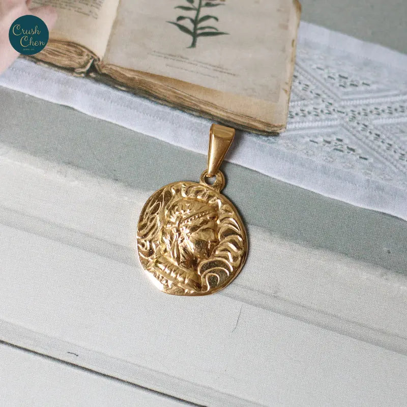 Gold Plated Roman Coin Pendant - Pantsnsox