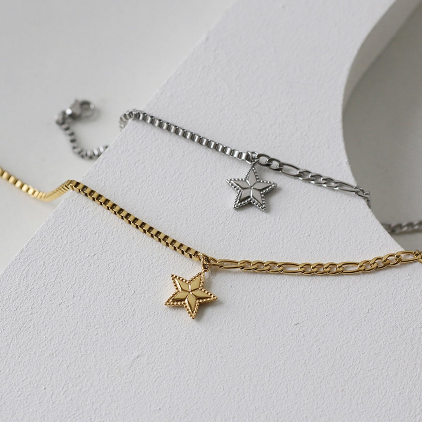 Star Charm with Mixed Cuban Chain Bracelets - Pantsnsox