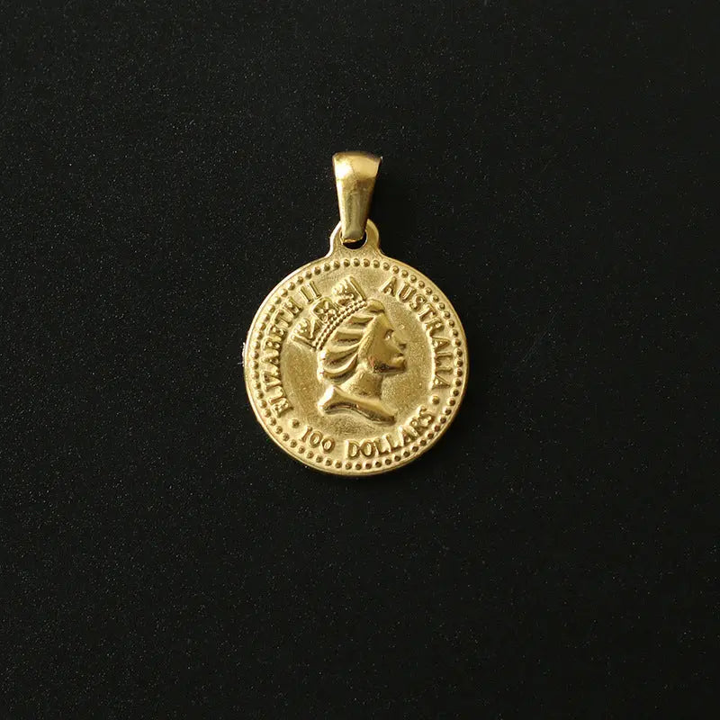 Gold Plated Roman Coin Pendant - Pantsnsox