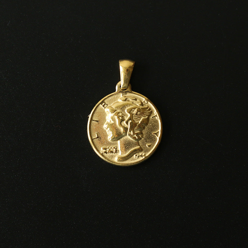 Gold Plated Roman Coin Pendant - Pantsnsox