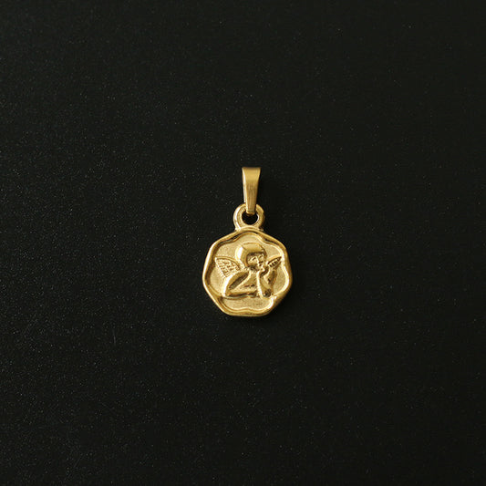 Gold Plated Cupid Coin Pendant - Pantsnsox