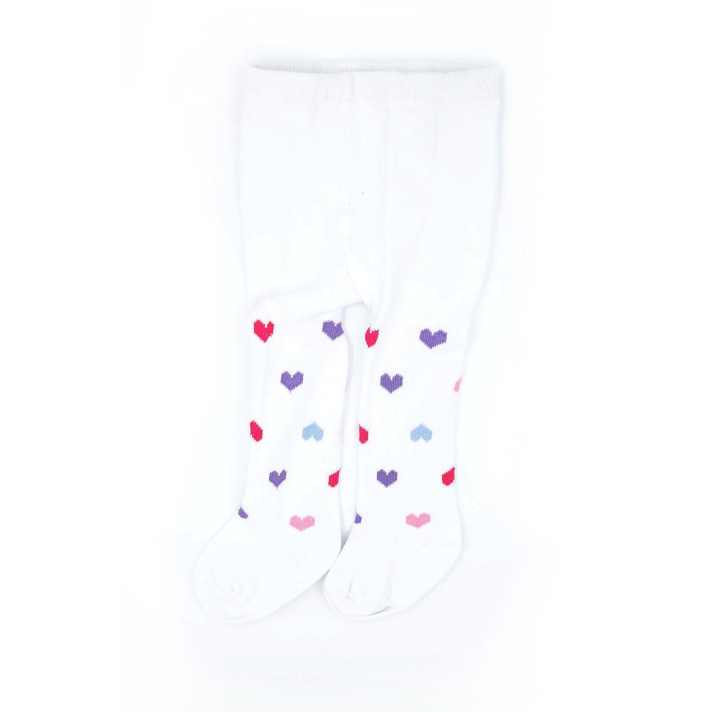 Infant Toddler 2 Pack White & Colorful Heart Cotton Tights