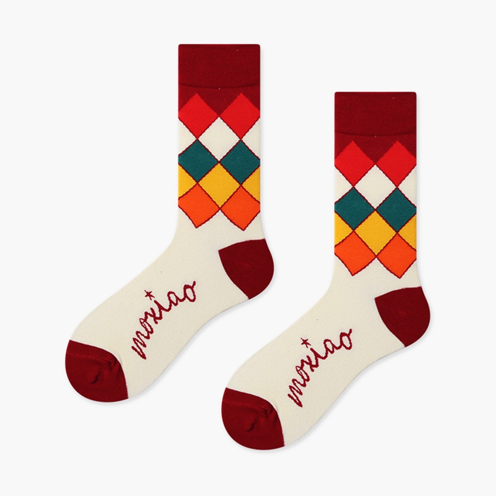 Argyle Check Cotton Crew Socks Box - Pantsnsox