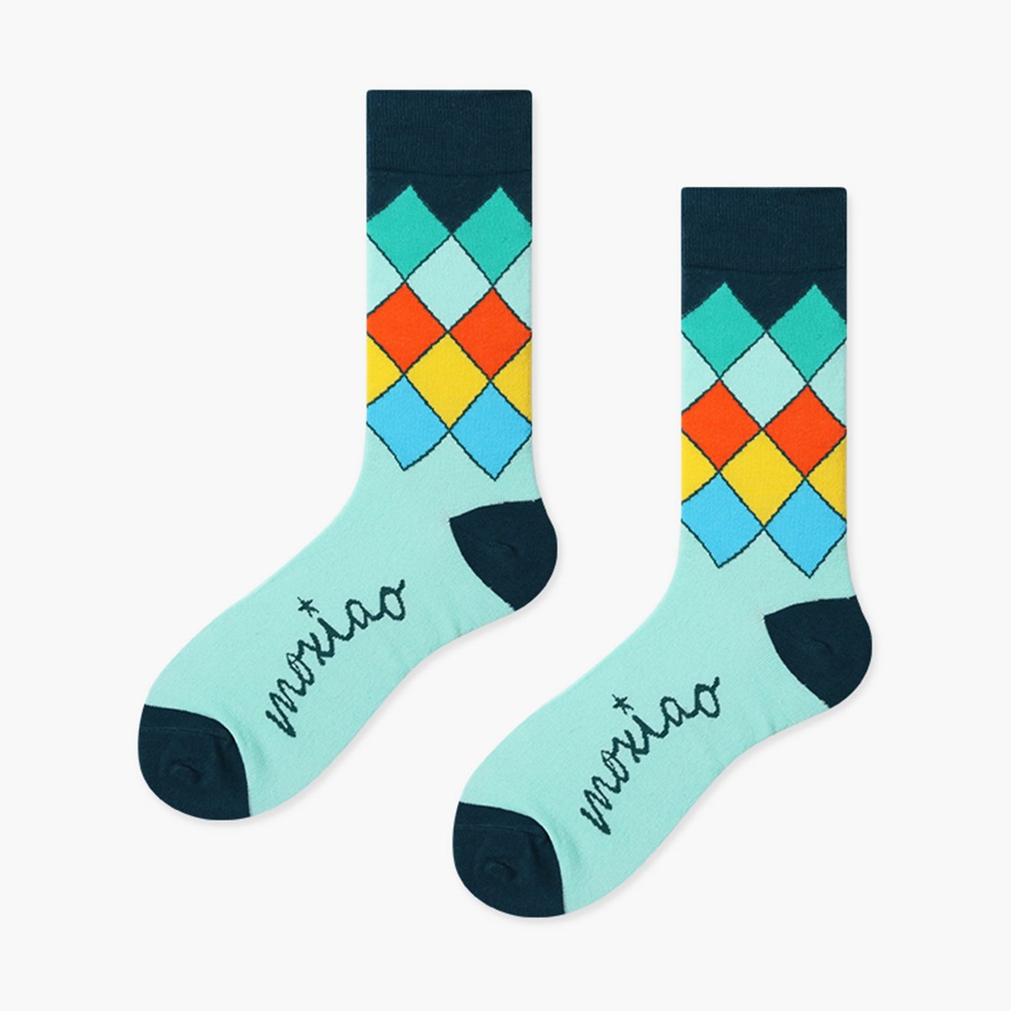 Argyle Check Cotton Crew Socks Box - Pantsnsox