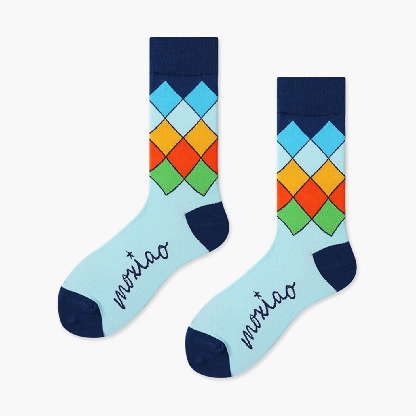 Argyle Check Cotton Crew Socks Box - Pantsnsox