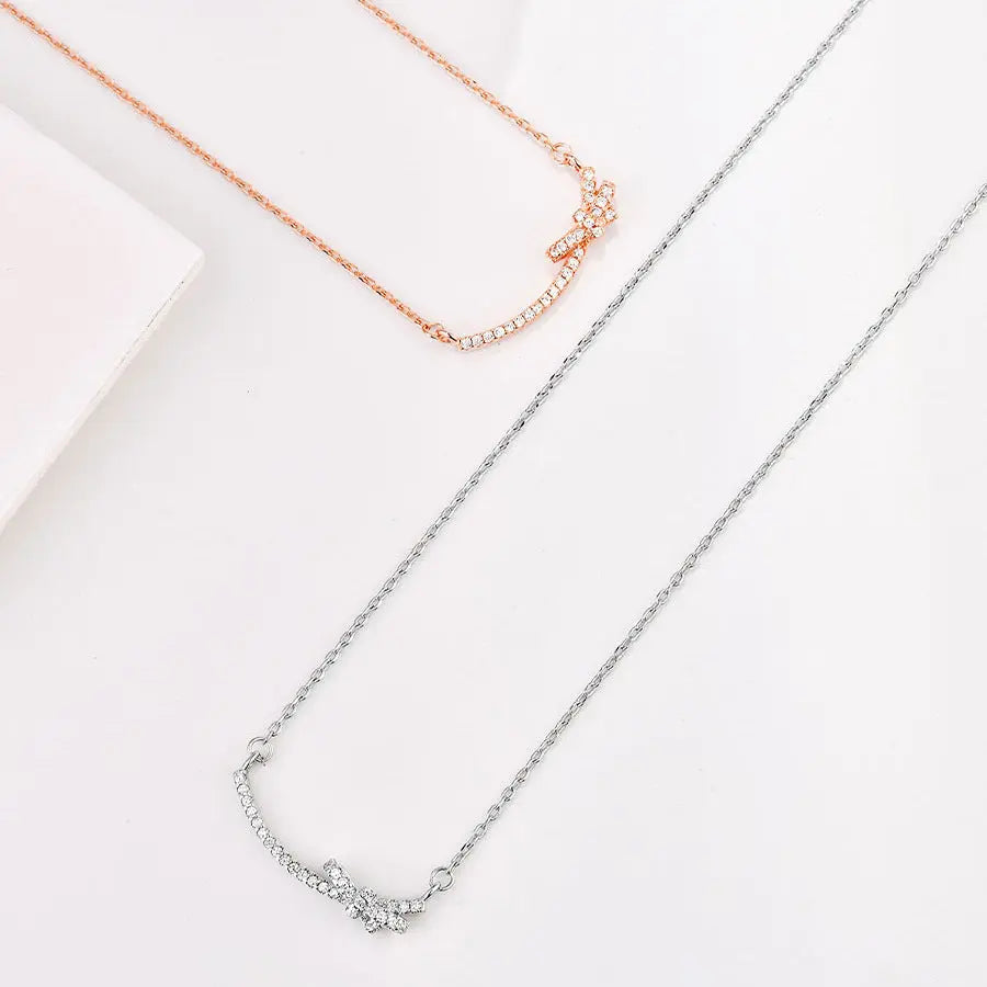 925 Sterling Silver Smile Necklace with Butterfly Knot Pendant Crushes.