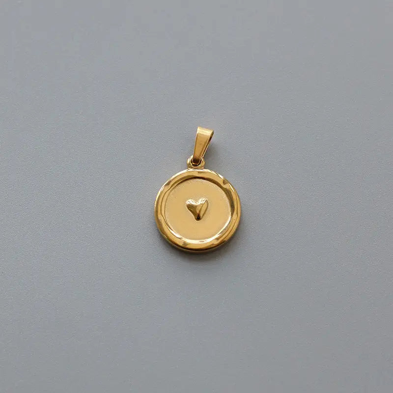 Tiny Heart Disc Charm Pendant - Pantsnsox