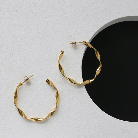 Large 40mm Curved Shape Hoop Earrings - Pantsnsox