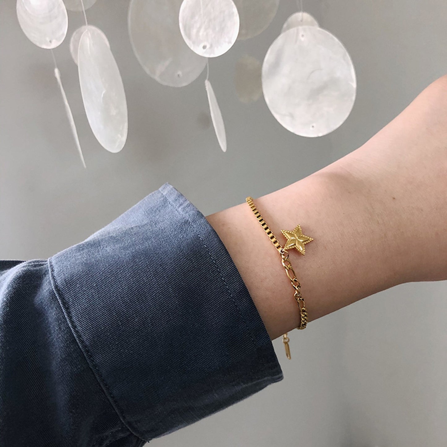 Star Charm with Mixed Cuban Chain Bracelets - Pantsnsox