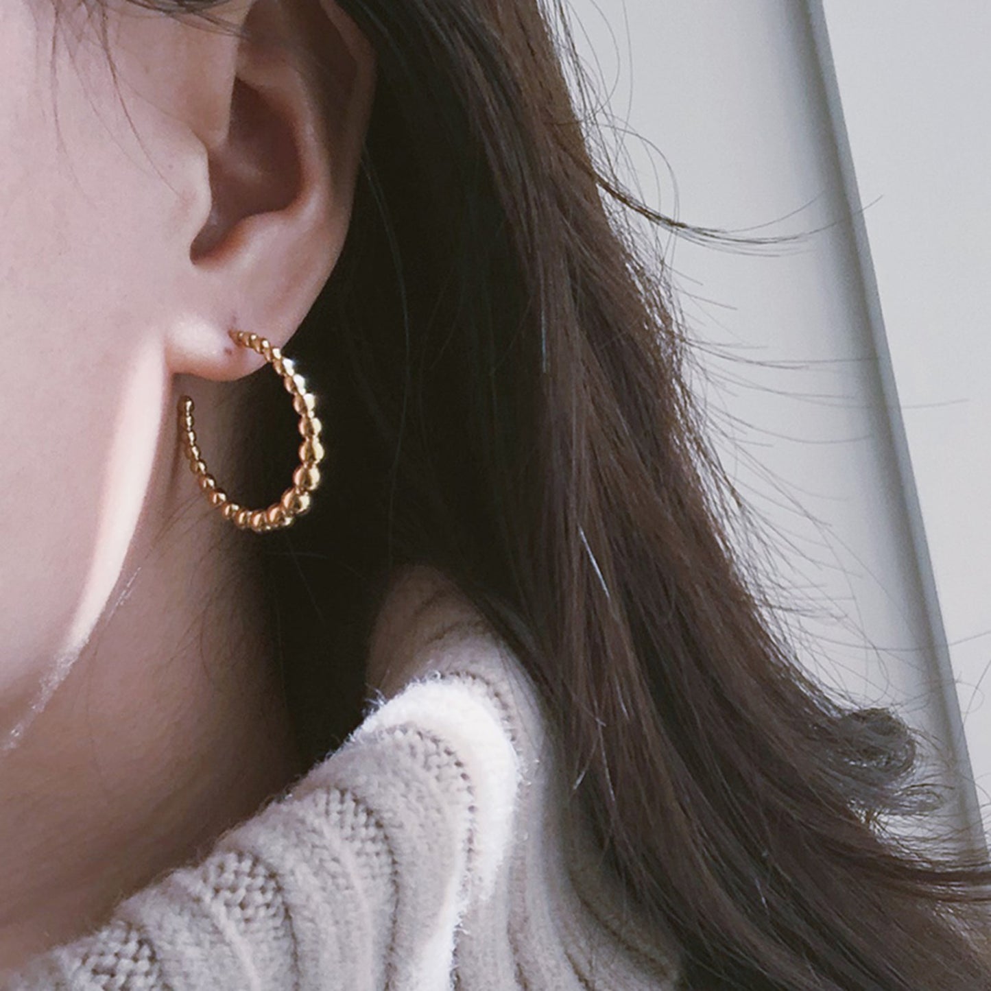 Beaded Large Hoop Earrings - Pantsnsox