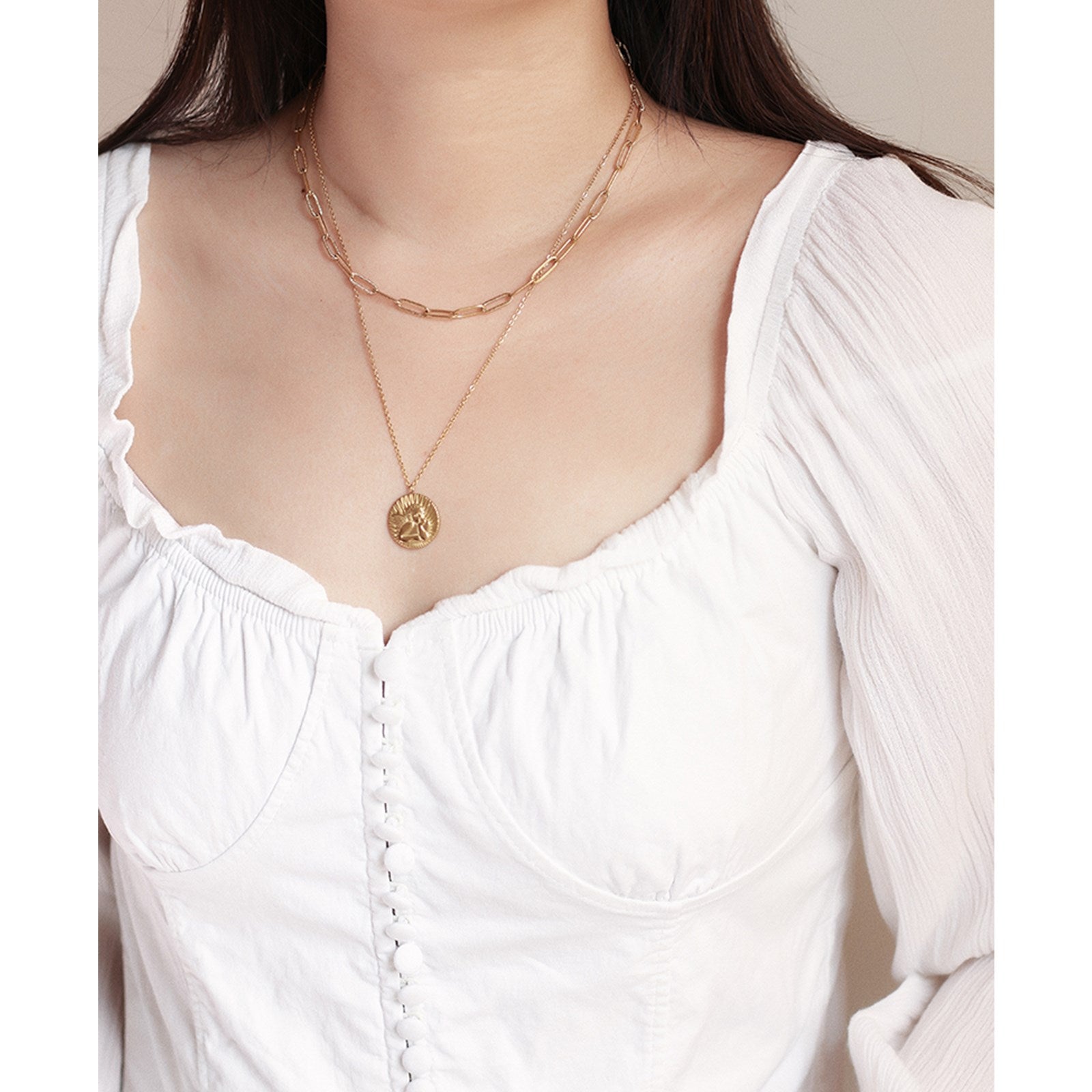 Angel Cupid Gold Coin Necklace - Pantsnsox