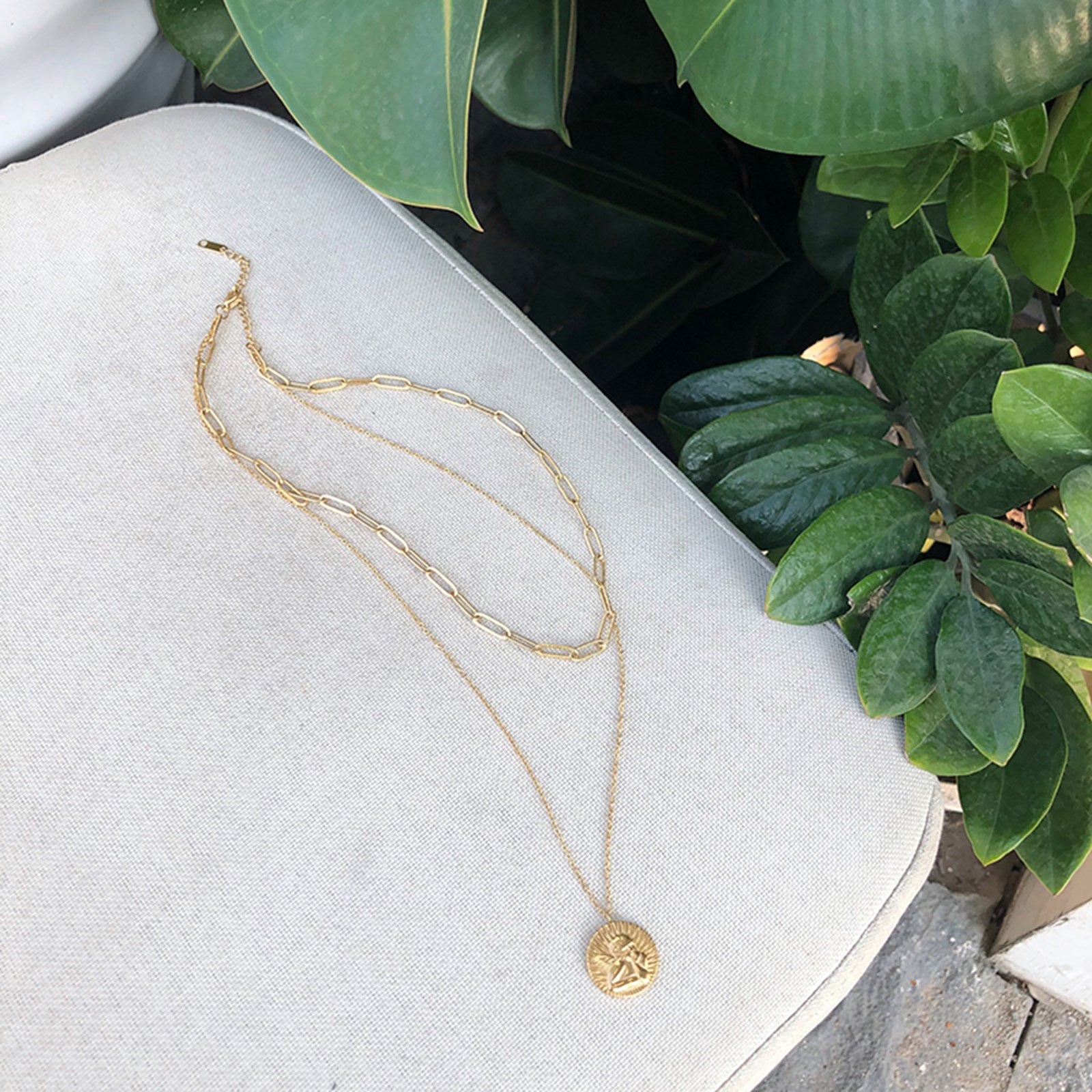 Angel Cupid Gold Coin Necklace - Pantsnsox