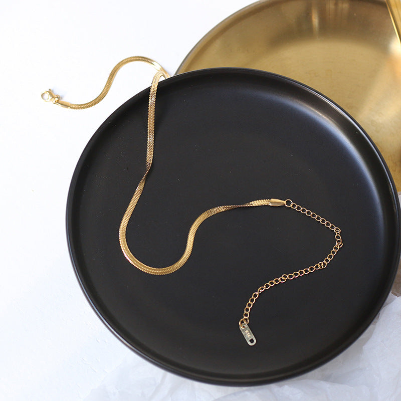 Snake flat and Trace Chain Necklace