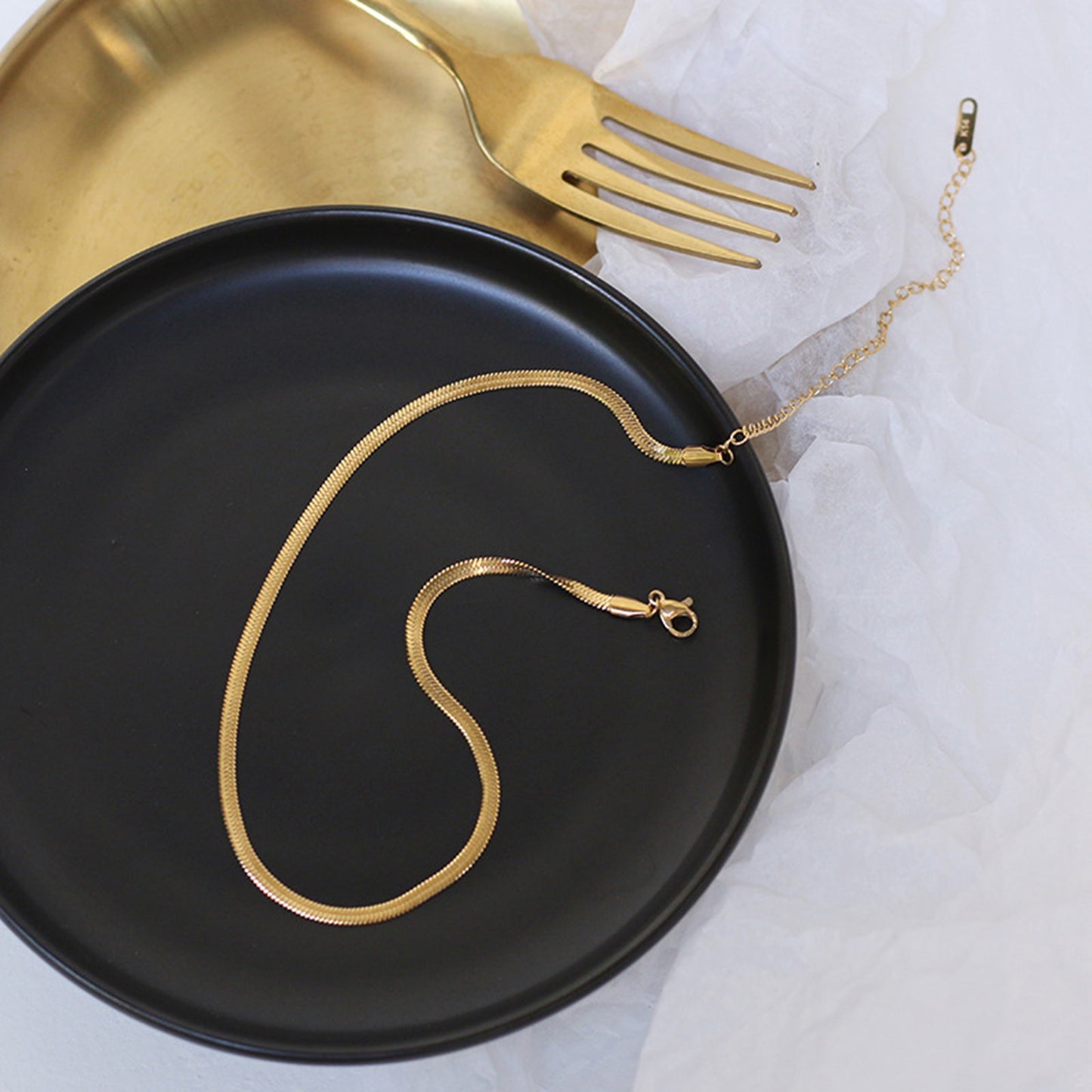 Snake flat and Trace Chain Necklace