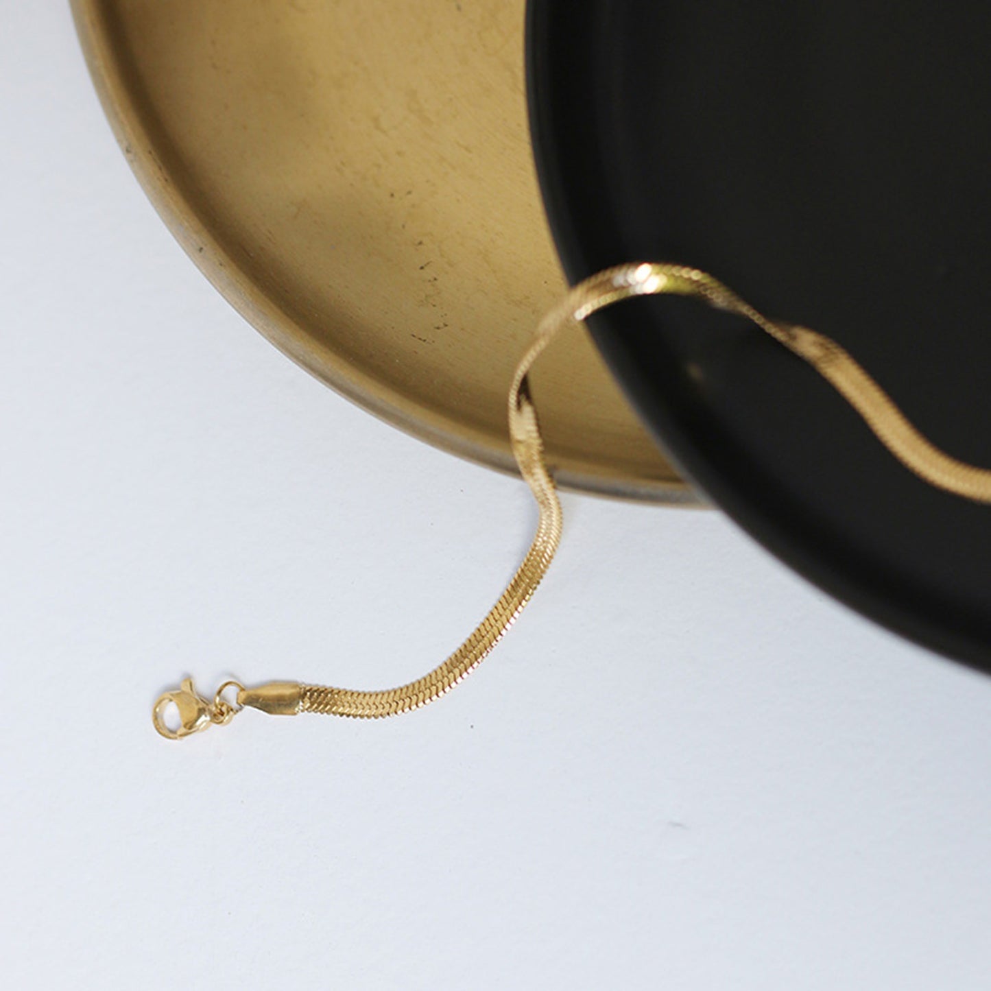 Snake flat and Trace Chain Necklace