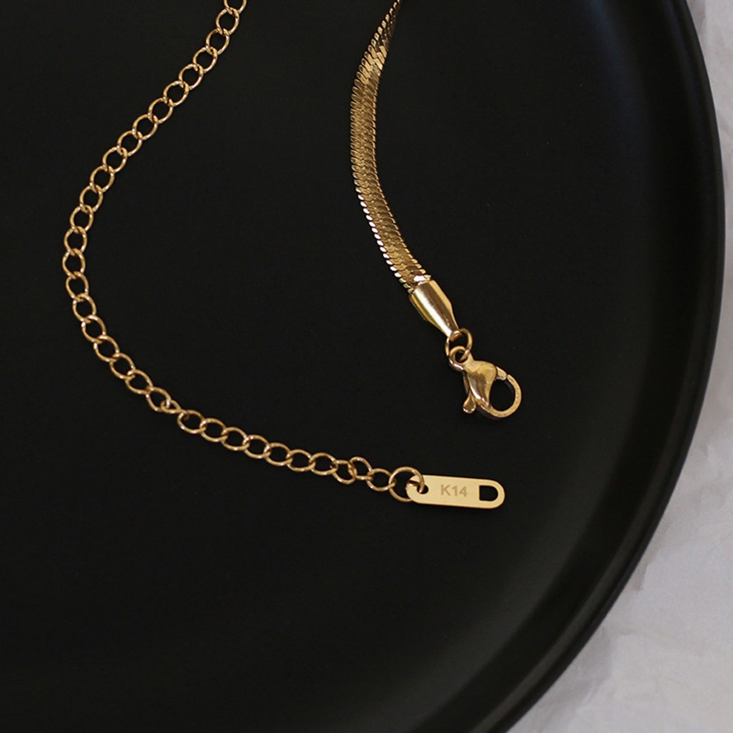 Snake flat and Trace Chain Necklace