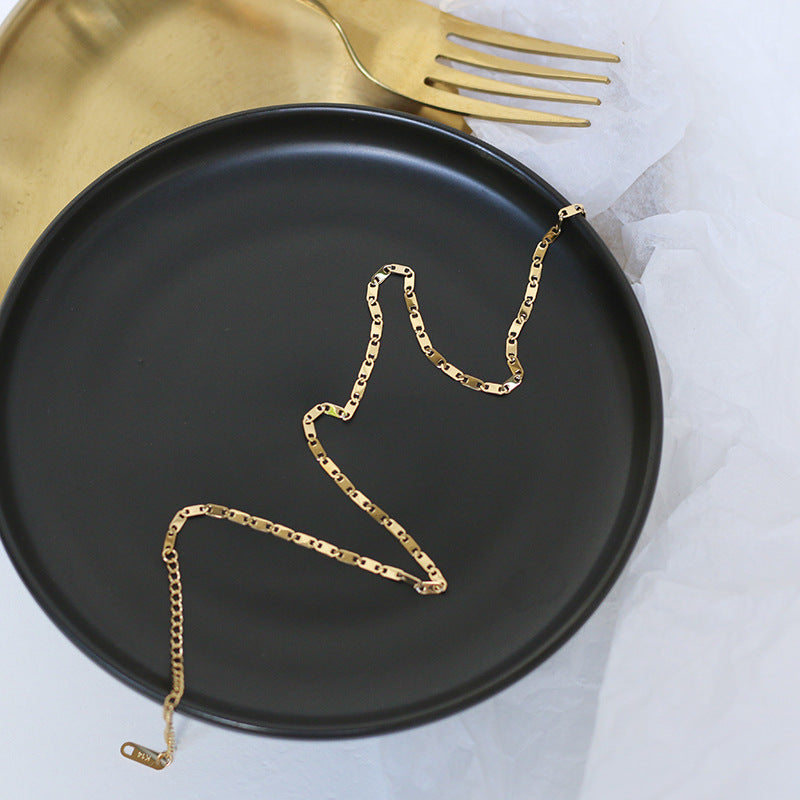 Flat Trace Chain Golden Charm Necklace - Pantsnsox