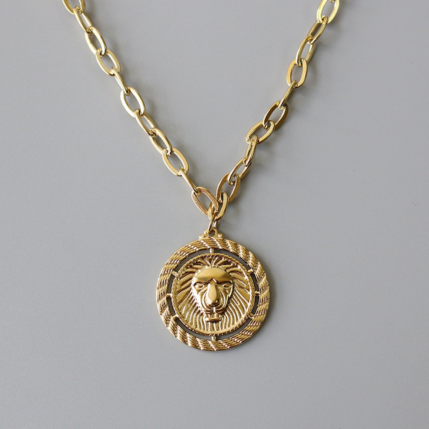 Lion and Moon Layering Necklace