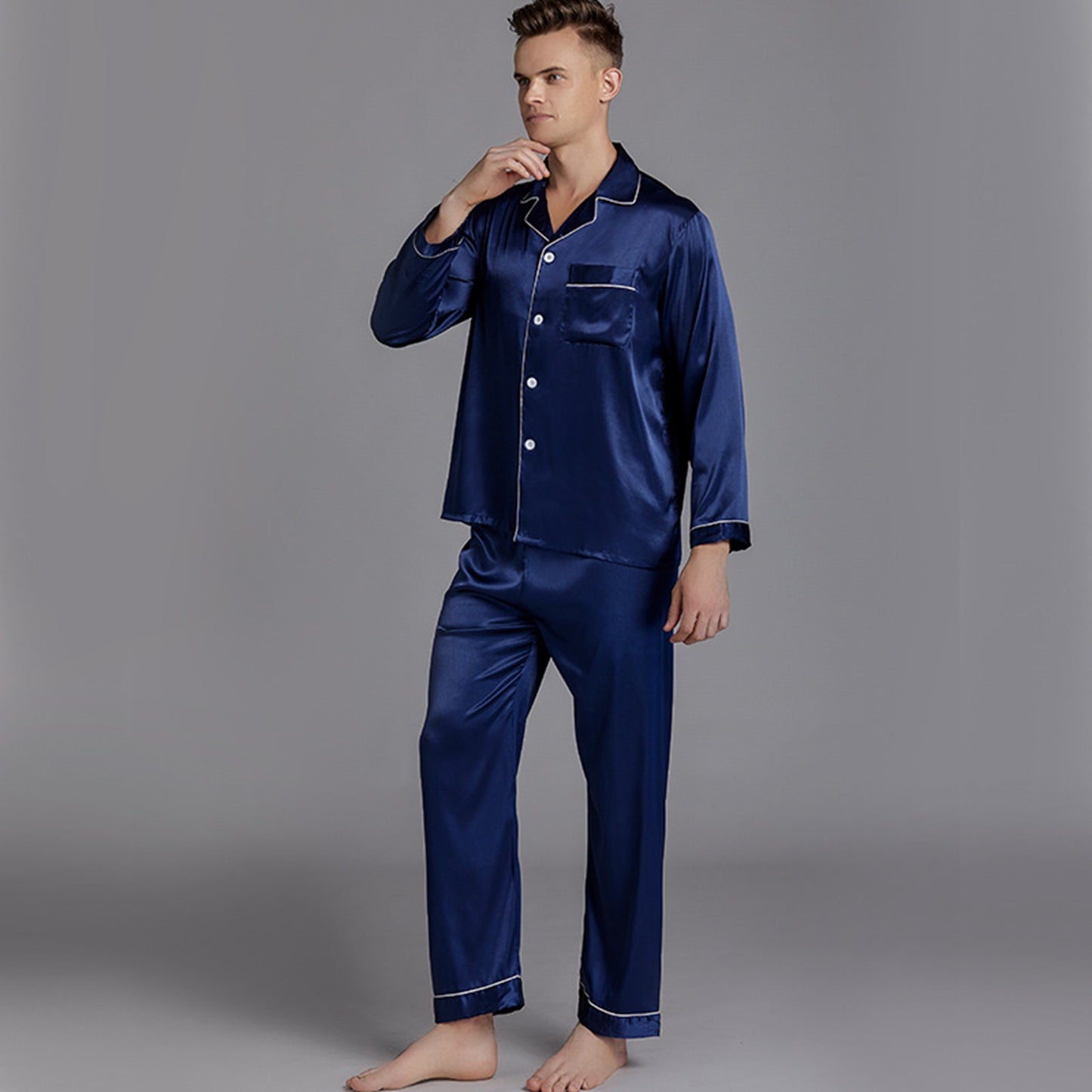 Navy Blue Pajamas Sets Sleepwear - Pantsnsox