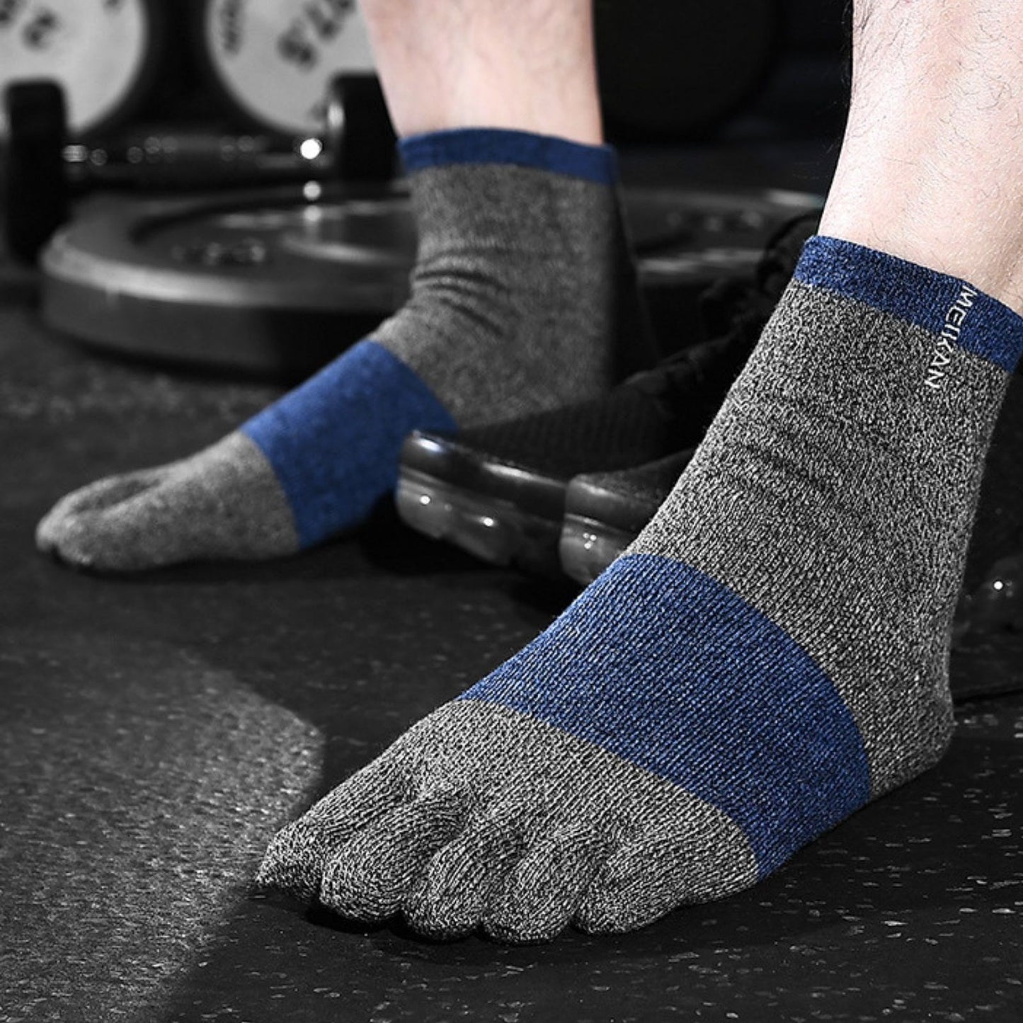 6 Pairs Grey Blue Color Compact Toe Socks