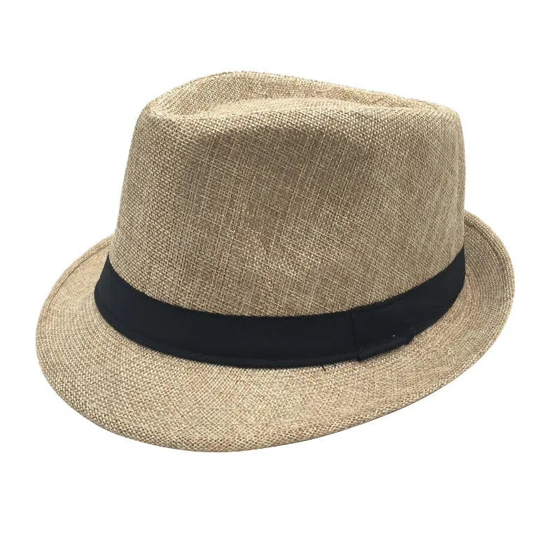 Mens Classic Fedora Light Beige Hat Short Brim Pantsnsox