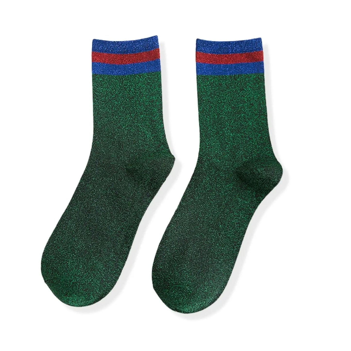 Striped Glitter Shining Socks - Pantsnsox