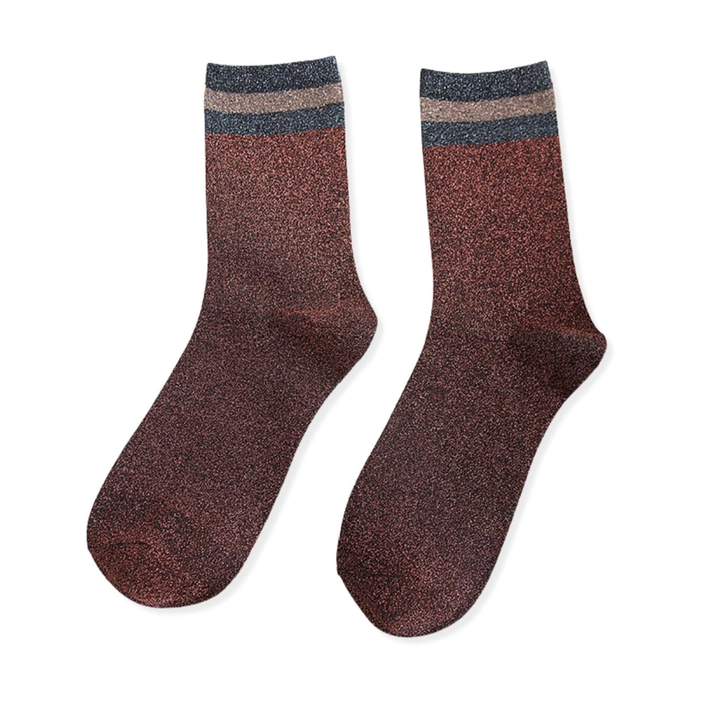 Striped Glitter Shining Socks - Pantsnsox