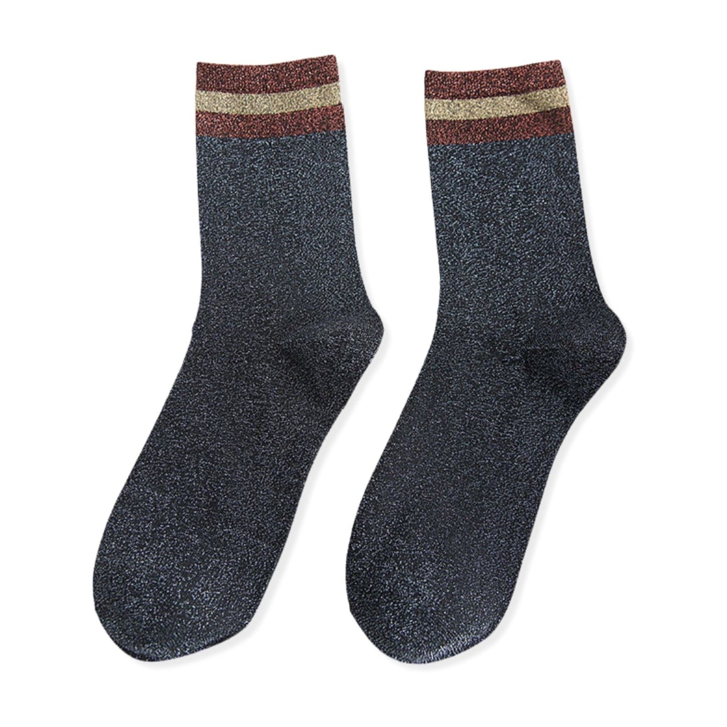 Striped Glitter Shining Socks - Pantsnsox